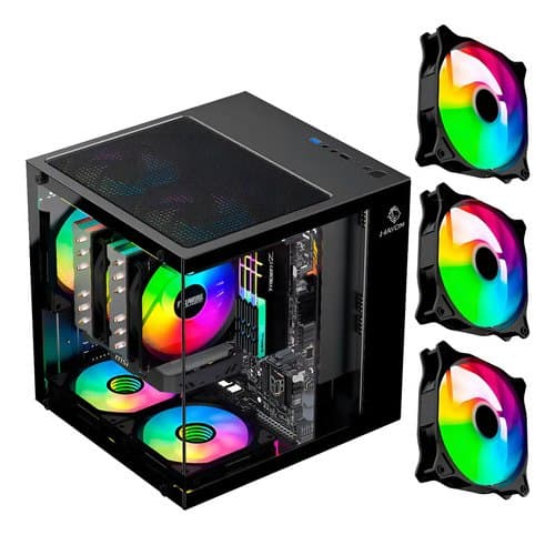 Mini Gabinete Gamer GB1787 Preto com 3 Fans RGB Micro-ATX