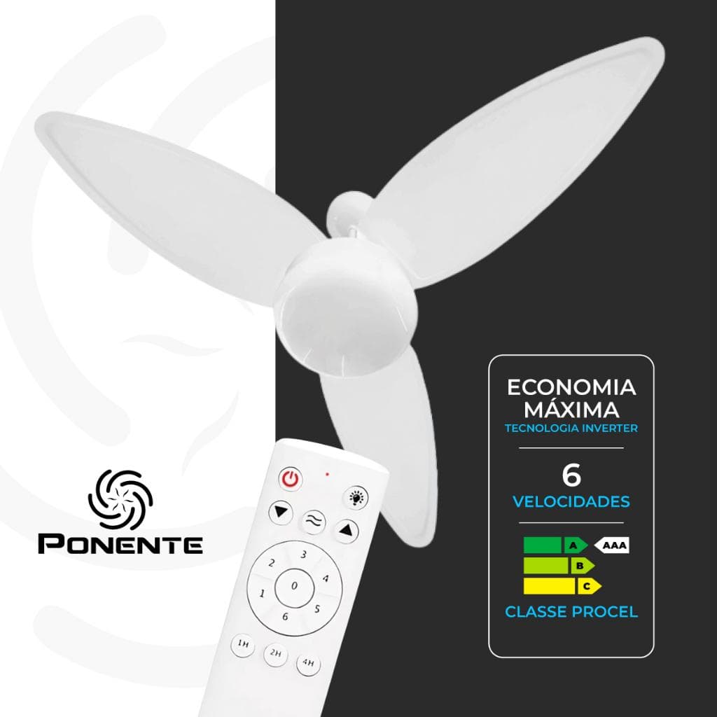Ventilador de teto Ventisol Ponente Zonda Inverter Bivolt 6 velocidades