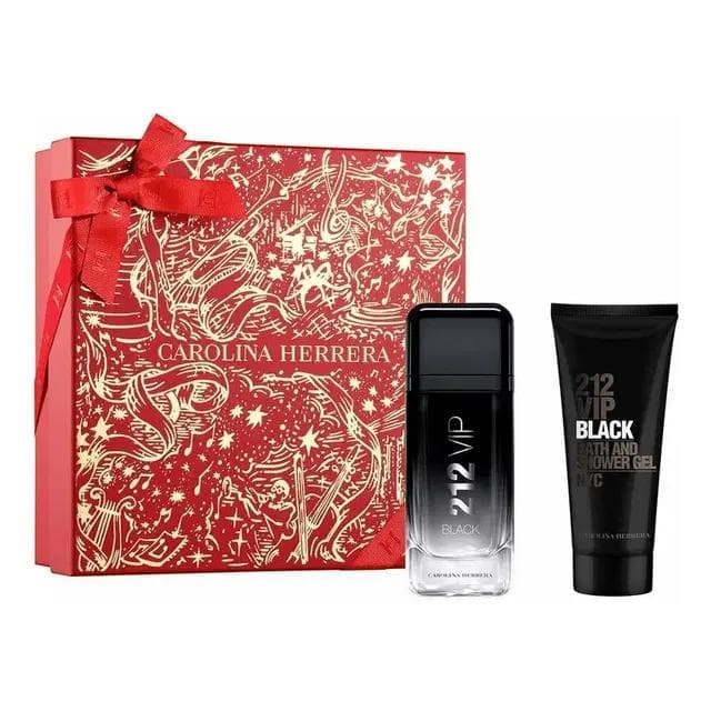 Kit Presente Perfume Carolina Herrera 212 Vip Men Black Eau De Parfum 100 Ml + Gel De Banho 100 Ml