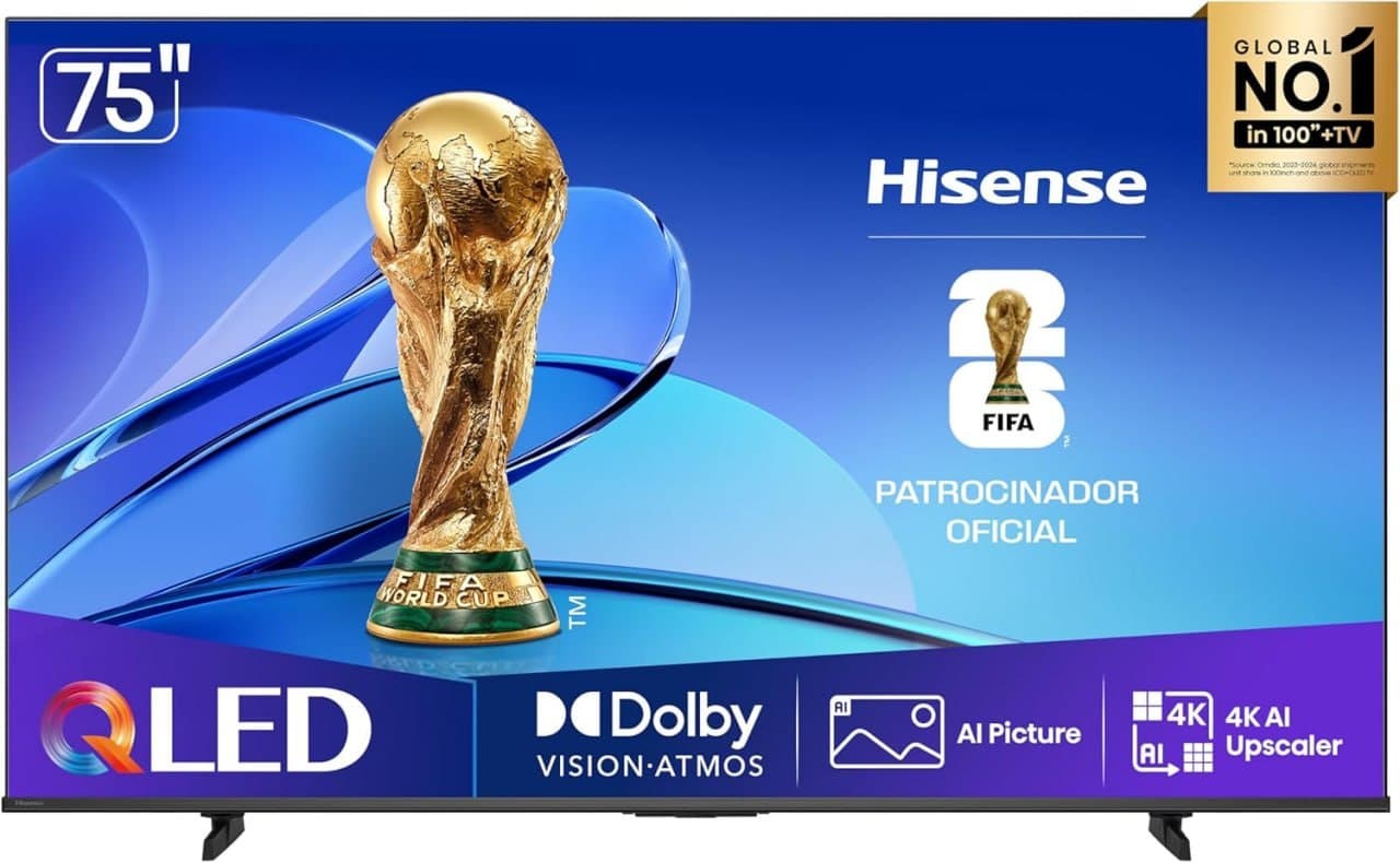 Hisense Smart TV UHD 4K QLED 75 Polegadas 75Q6QV com HDR10+ Dolby Atmos Sports Mode Game Mode Plus Compatível com Alexa