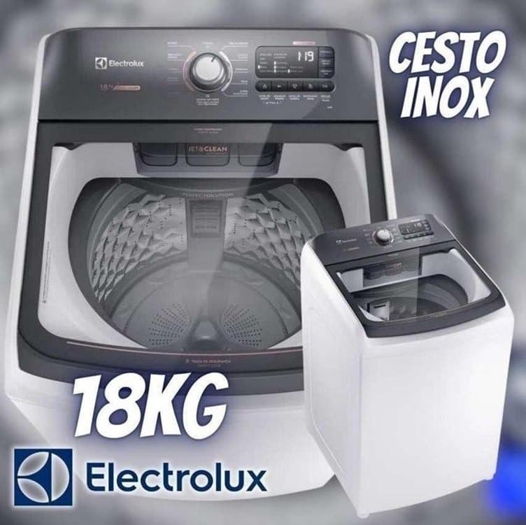 Lavadora de Roupas Electrolux 18kg Cesto Inox 11 Programas de Lavagem Branco Efficient LEE18