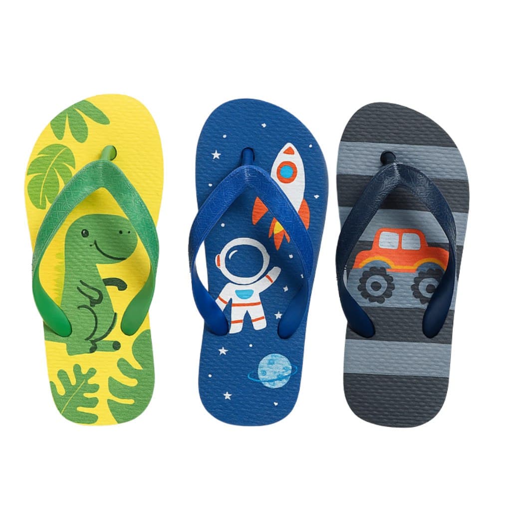 Kit Chinelo Infantil Menino 3 Pares Estampas Divertidas