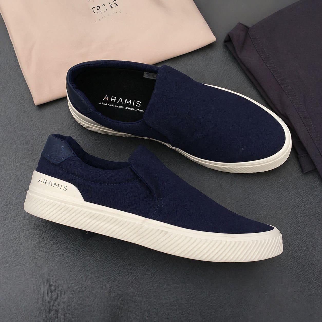 Tênis Aramis Daily Slip Canvas Marinho E Branco