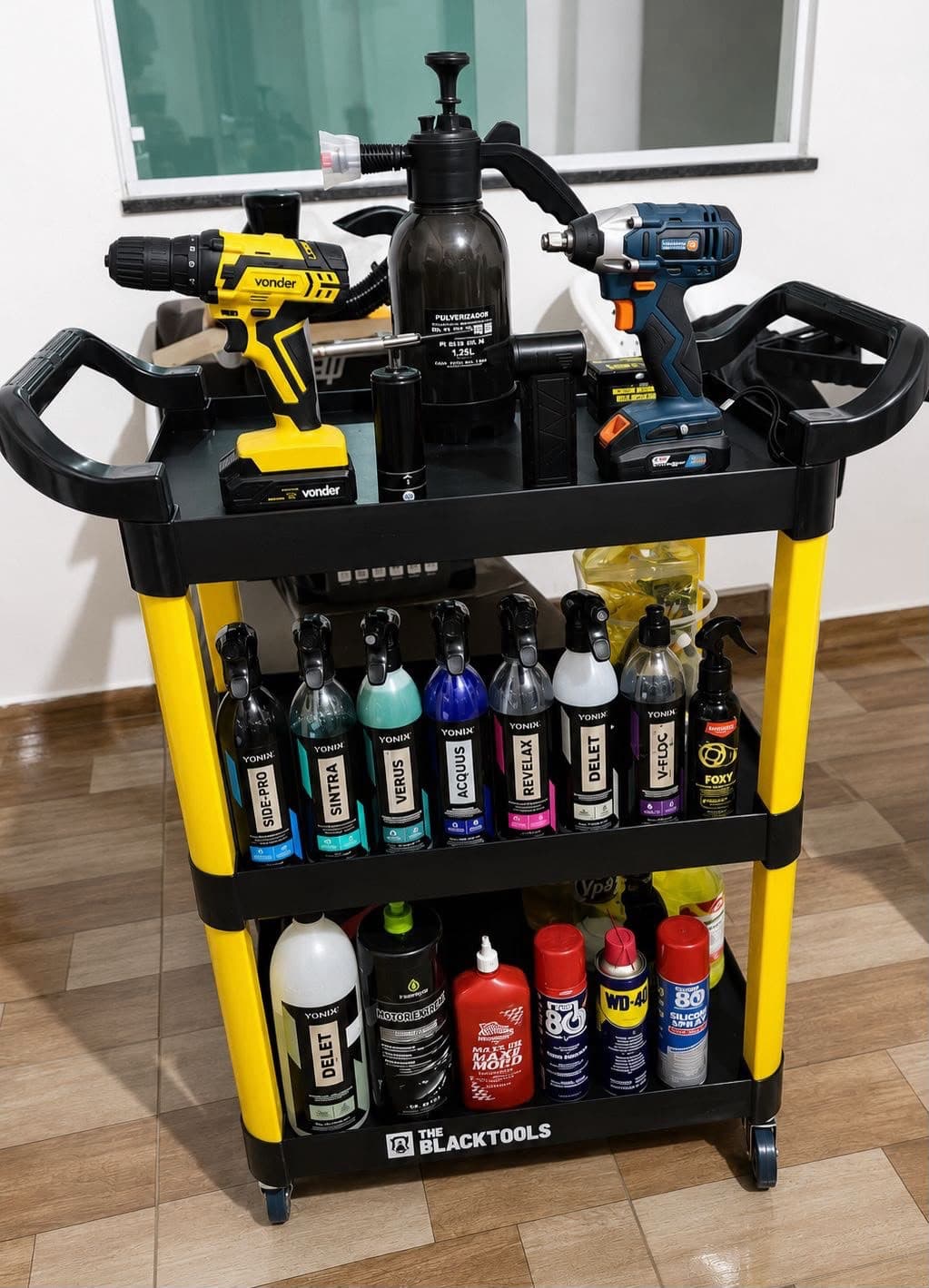 Carrinho Detailers Mecânico Aberto Com 3 Prateleiras The Black Tools